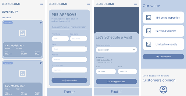 Upward Mobility wireframes